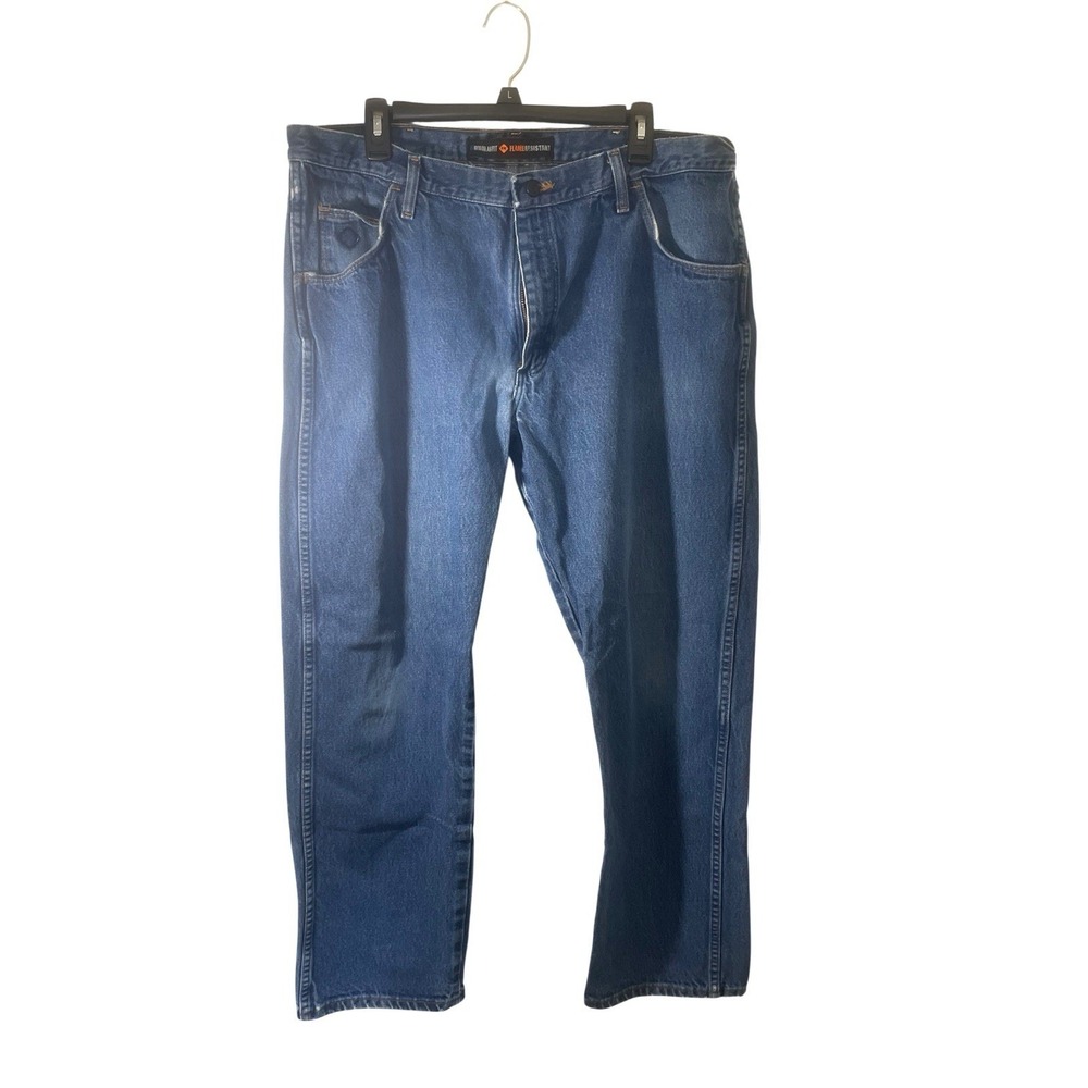 Wrangler‎ FR Flame Resistant Vintage Bootcut Jeans Men 40x32 Blue Medium Wash